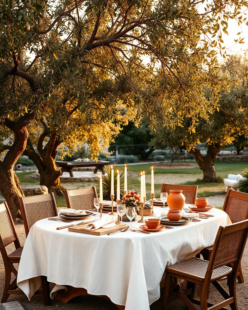 A table under the olive trees